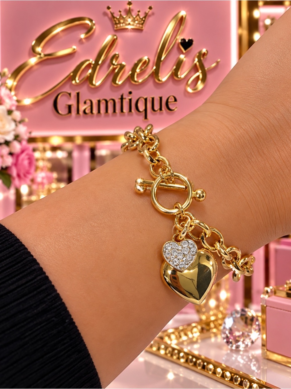 Gold Heart Charm Bracelet